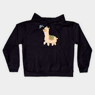 Alpaca with a butterfly Kids Hoodie